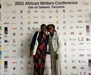 Wanjira and her sister at the 2021 African Writers Conference in Dar es Salaam, Tanzania
